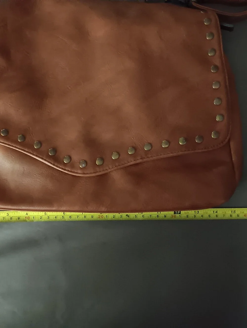 Brown Classic Studded Flap Satchel Boho Chic